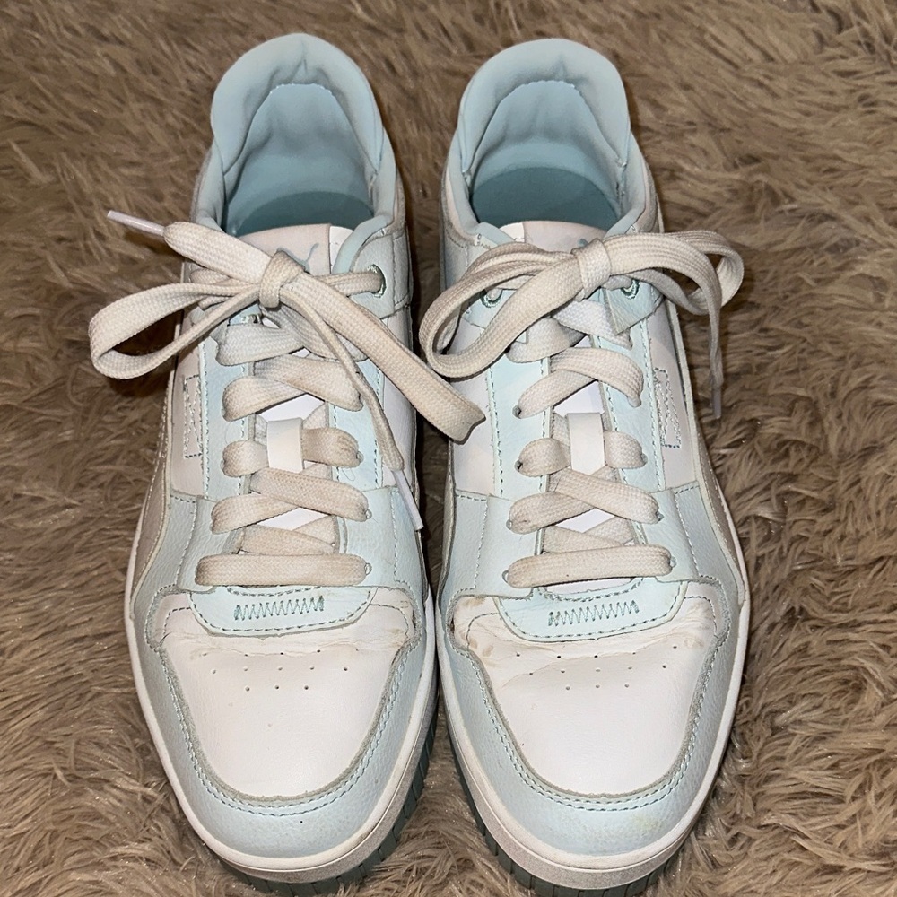 Puma Women's White and Light Blue Sneakers